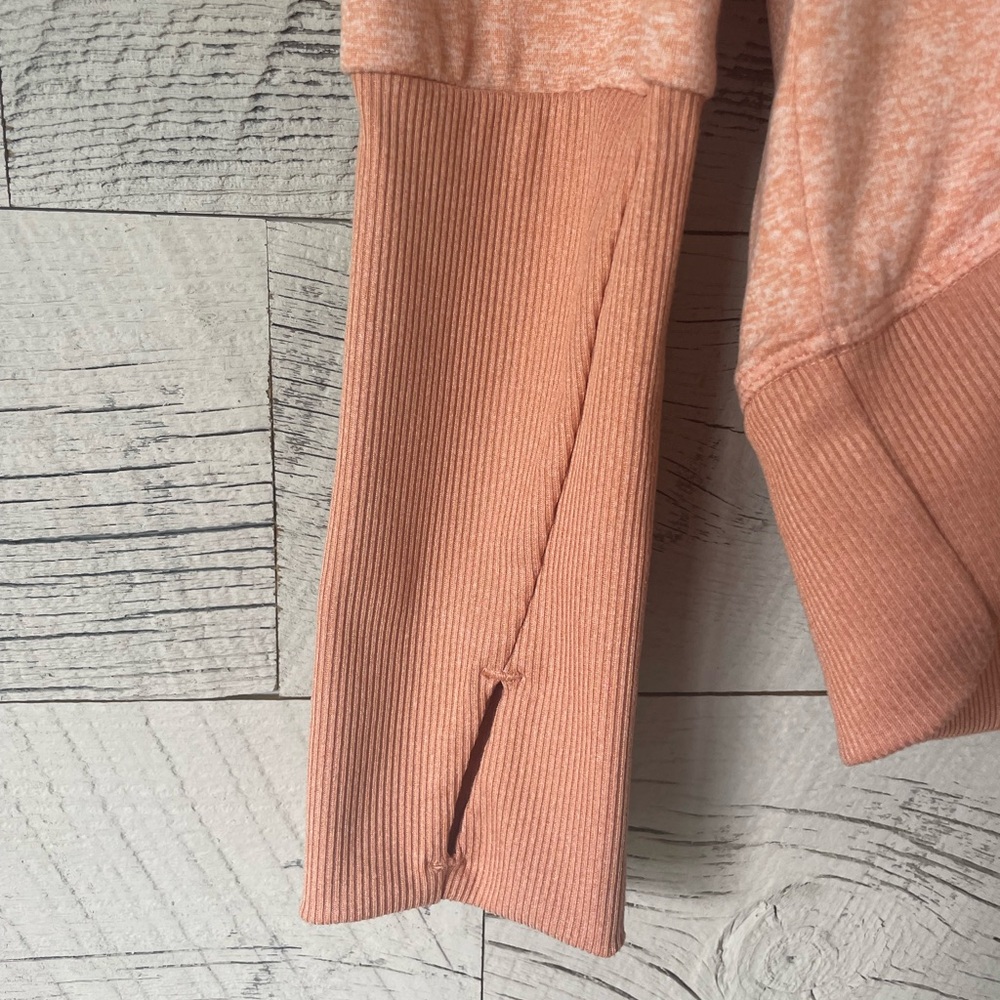 Women’s Zella Asymmetrical Cowl Neck Sweatshirt. like new. Peach.  Medium - Picture 2 of 6